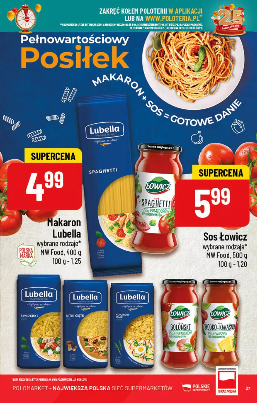 Gazetka promocyjna PoloMarket - Gazetka pomocyjna - ważna 12.10 do 18.10.2022 - strona 27 - produkty: Bell, Bella, Lubella, Makaron, Sos, Spaghetti