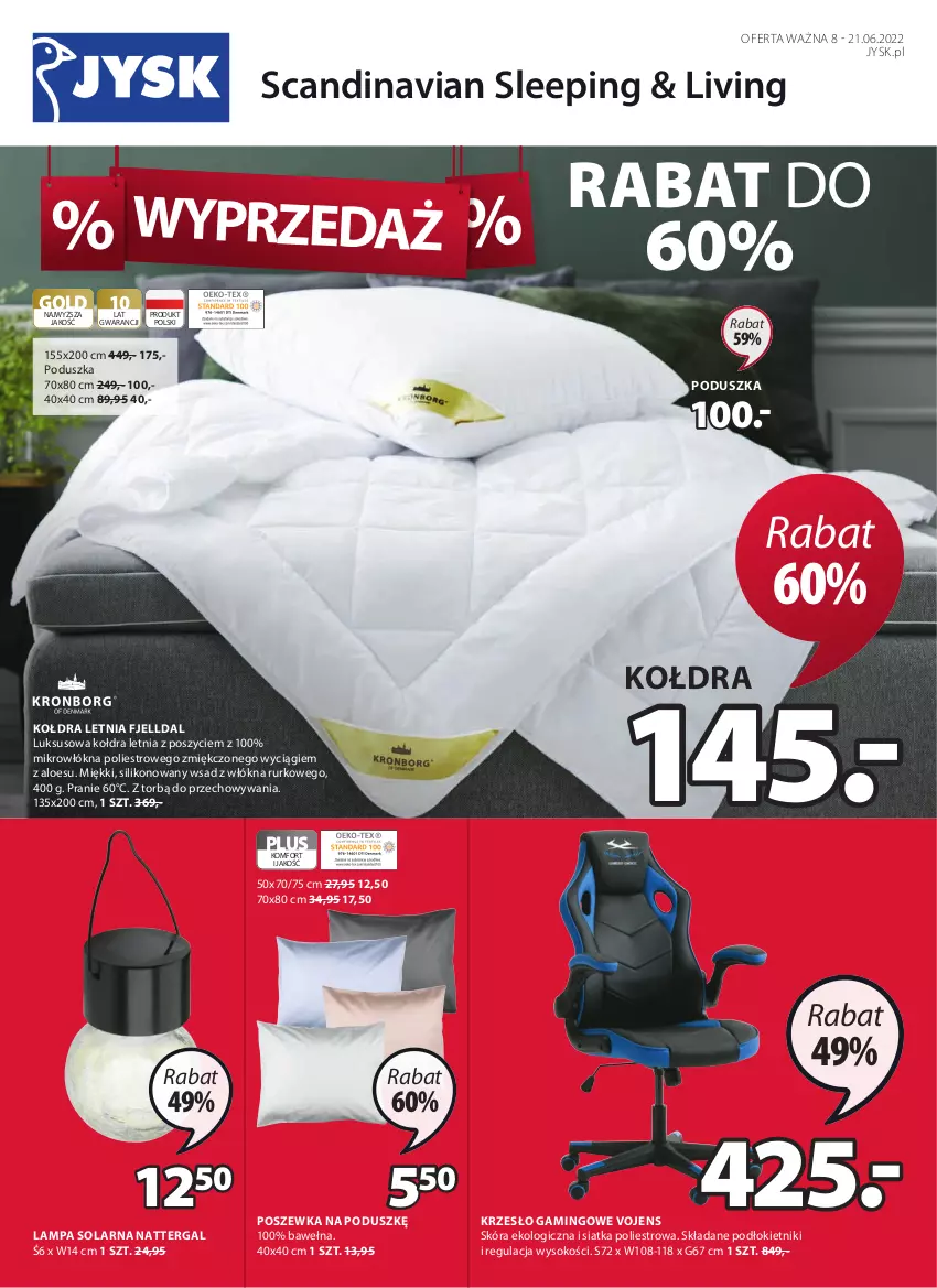 Gazetka promocyjna Jysk - Oferta tygodnia - ważna 08.06 do 21.06.2022 - strona 2 - produkty: Kołdra, Krzesło, Lampa, Poduszka, Poszewka, Siatka, Sok, Wełna