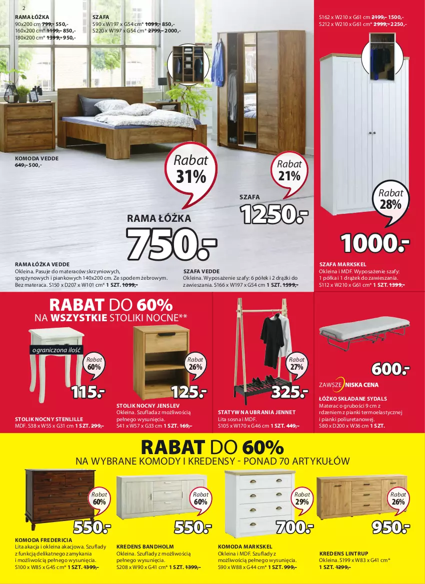 Gazetka promocyjna Jysk - Oferta tygodnia - ważna 08.06 do 21.06.2022 - strona 3 - produkty: Fa, Gra, Komoda, Kredens, Materac, Moda, Półka, Rama, Rama łóżka, Sos, Statyw na ubrania, Stolik, Stolik nocny, Szafa, Tera, Ubrania