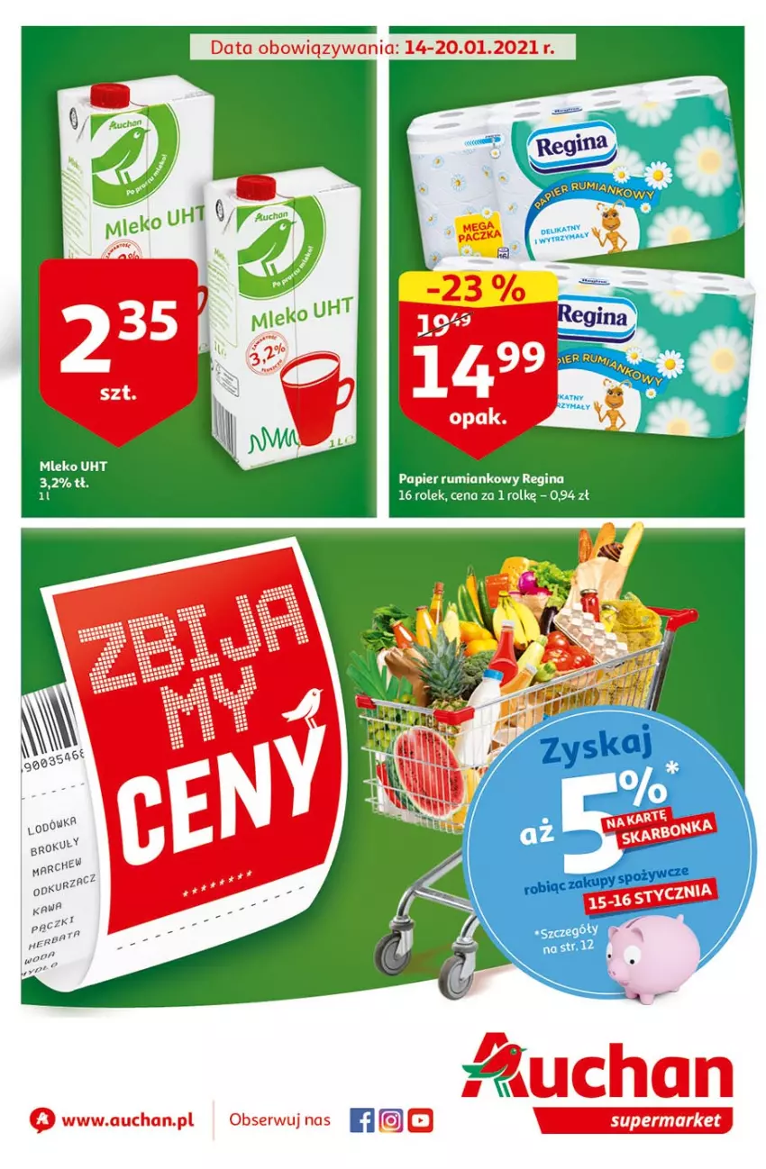 Gazetka promocyjna Auchan - Zbijamy ceny supermarkety - ważna 13.01 do 20.01.2021 - strona 1