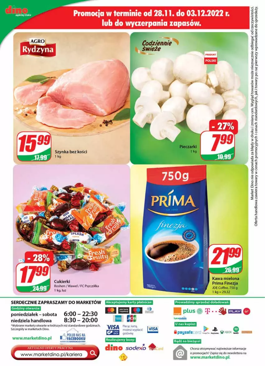 Gazetka promocyjna Dino - Gazetka - ważna 29.11 do 06.12.2022 - strona 28 - produkty: Cukier, Cukierki, Ser, Szynka, Tera, Wawel