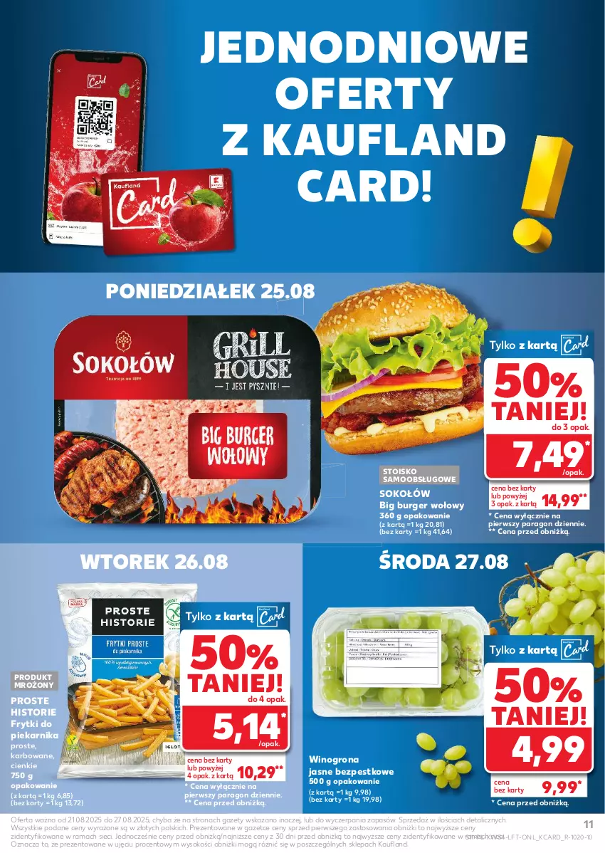 Gazetka promocyjna Kaufland - Gazetka tygodnia - ważna 21.08 do 27.08.2025 - strona 11 - produkty: Burger, Frytki, Piekarnik, Rama, Sok, Sokołów, Wino, Winogrona