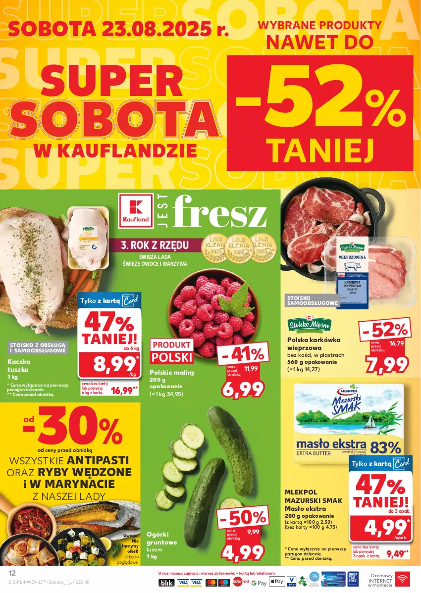 Gazetka promocyjna Kaufland - Gazetka tygodnia - ważna 21.08 do 27.08.2025 - strona 12 - produkty: Grunt, Kaczka, Karkówka wieprzowa, Maliny, Masło, Owoce, Tusz, Waga, Warzywa