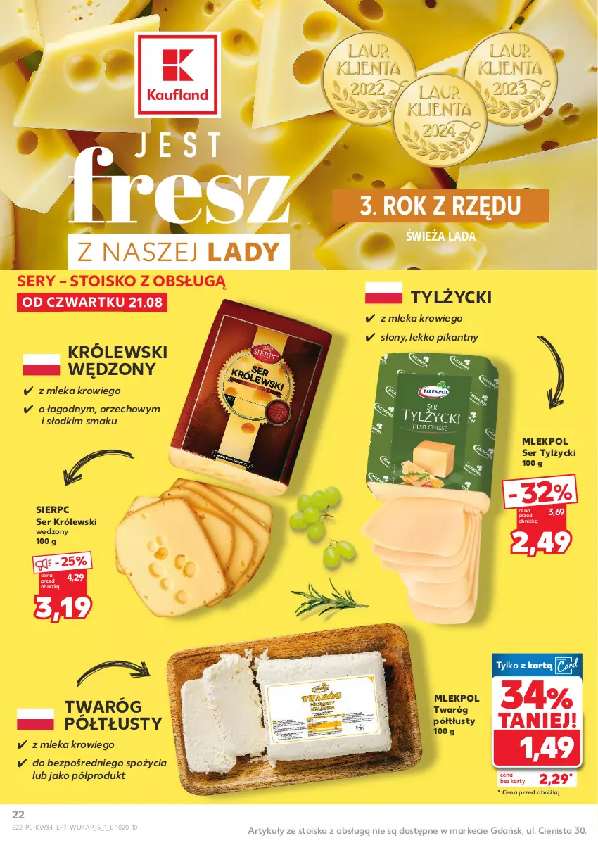 Gazetka promocyjna Kaufland - Gazetka tygodnia - ważna 21.08 do 27.08.2025 - strona 22 - produkty: Królewski, Ser, Ser tylżycki, Twaróg, Twaróg półtłusty