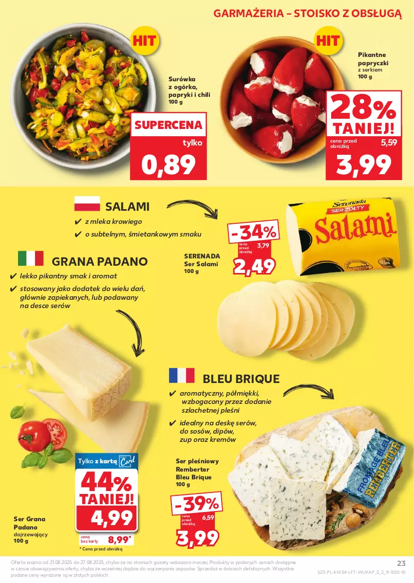 Gazetka promocyjna Kaufland - Gazetka tygodnia - ważna 21.08 do 27.08.2025 - strona 23 - produkty: Gra, Salami, Ser, Ser pleśniowy, Ser salami, Sos, Surówka