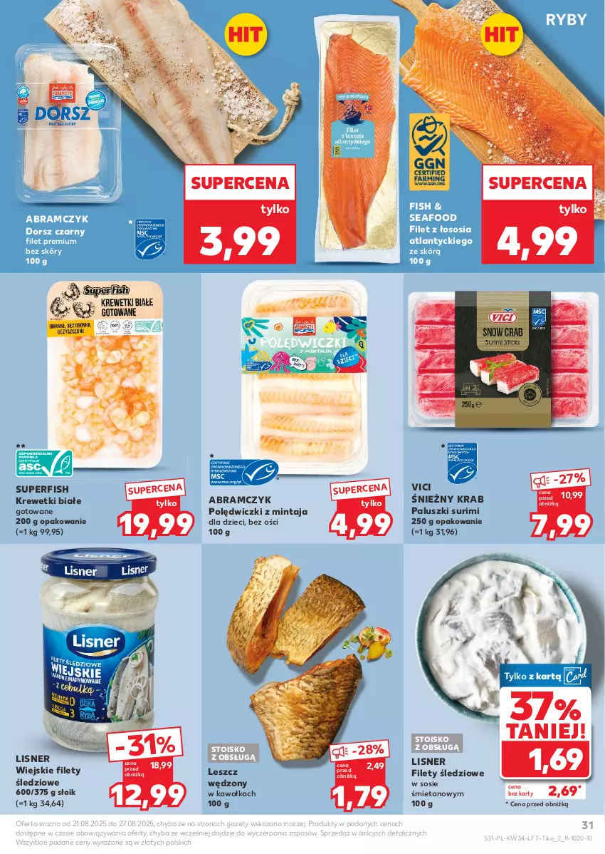 Gazetka promocyjna Kaufland - Gazetka tygodnia - ważna 21.08 do 27.08.2025 - strona 31 - produkty: Dorsz, Dzieci, Kawa, Krewetki, Lisner, Mintaj, Sos, Surimi
