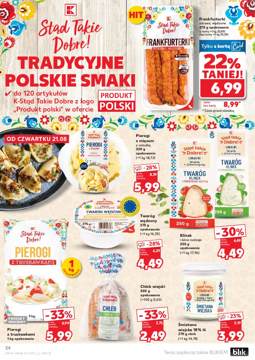Gazetka promocyjna Kaufland - Gazetka tygodnia - ważna 21.08 do 27.08.2025 - strona 34 - produkty: Chleb, Frankfurterki, Pierogi, Tera, Twaróg