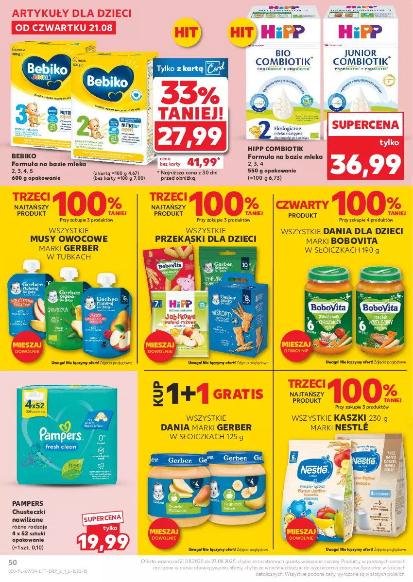 Gazetka promocyjna Kaufland - Gazetka tygodnia - ważna 21.08 do 27.08.2025 - strona 50 - produkty: Bebiko, BoboVita, Chusteczki, Dzieci, Gerber, Gra, HiPP, Mus, Nestlé, Pampers, Waga