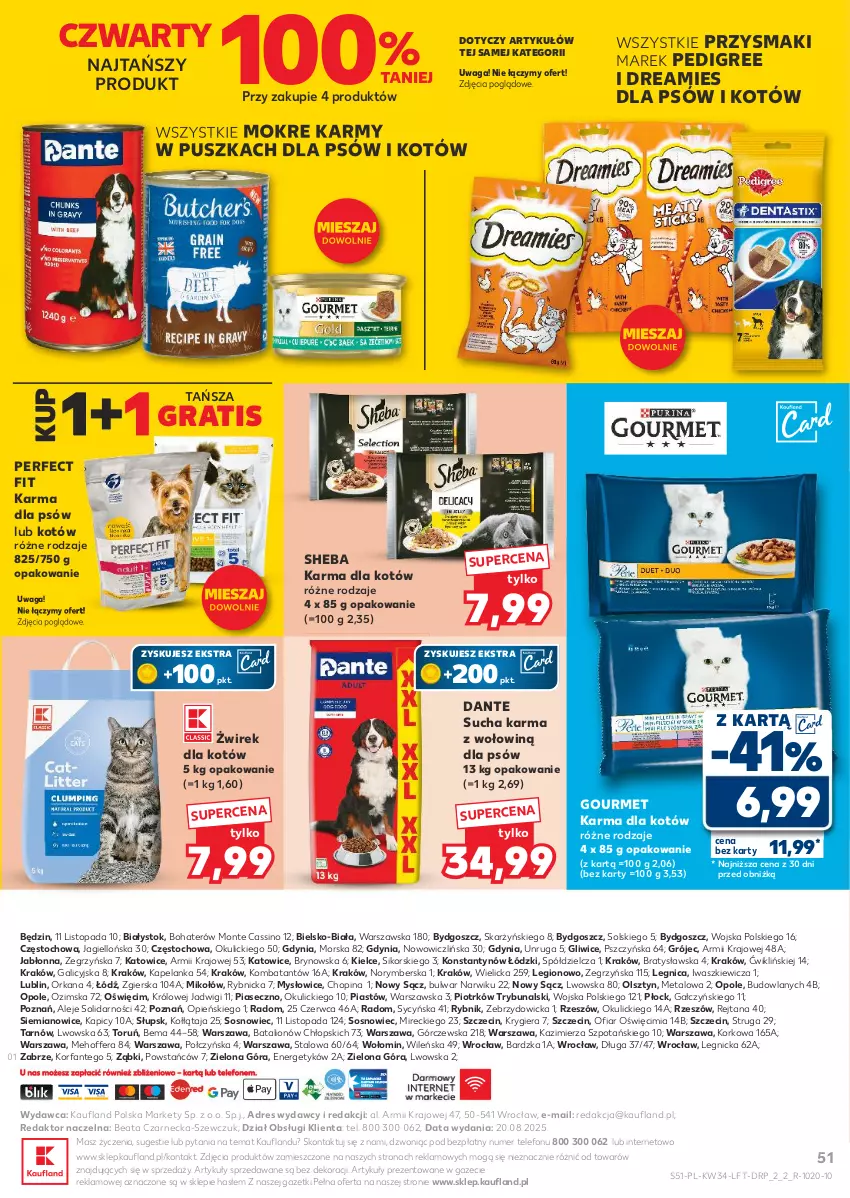 Gazetka promocyjna Kaufland - Gazetka tygodnia - ważna 21.08 do 27.08.2025 - strona 51 - produkty: Dres, Fa, Gra, Lion, Monte, O nas, Orka, Pedigree, Piast, Przysmaki, Sheba, Sos, Sucha karma, Telefon, Top, Waga