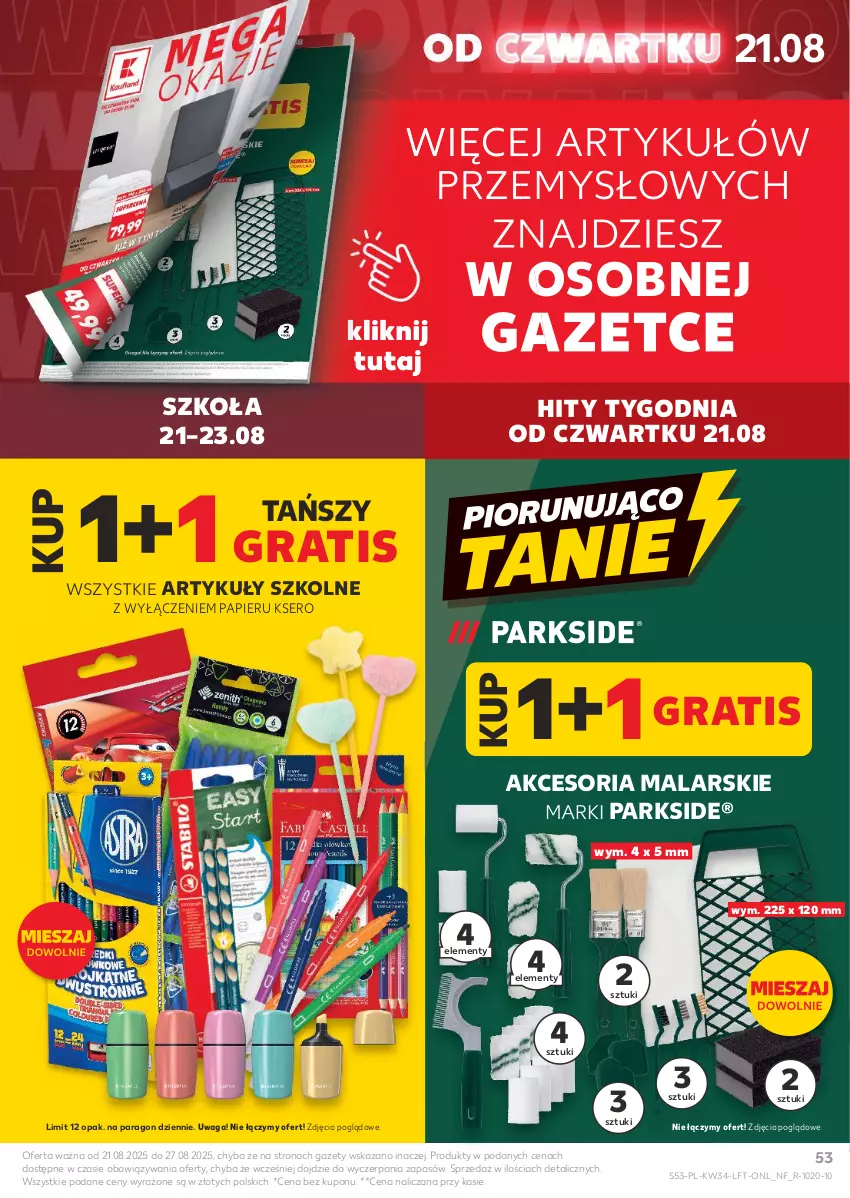 Gazetka promocyjna Kaufland - Gazetka tygodnia - ważna 21.08 do 27.08.2025 - strona 53 - produkty: Gra, Papier, Parkside, Ser, Waga