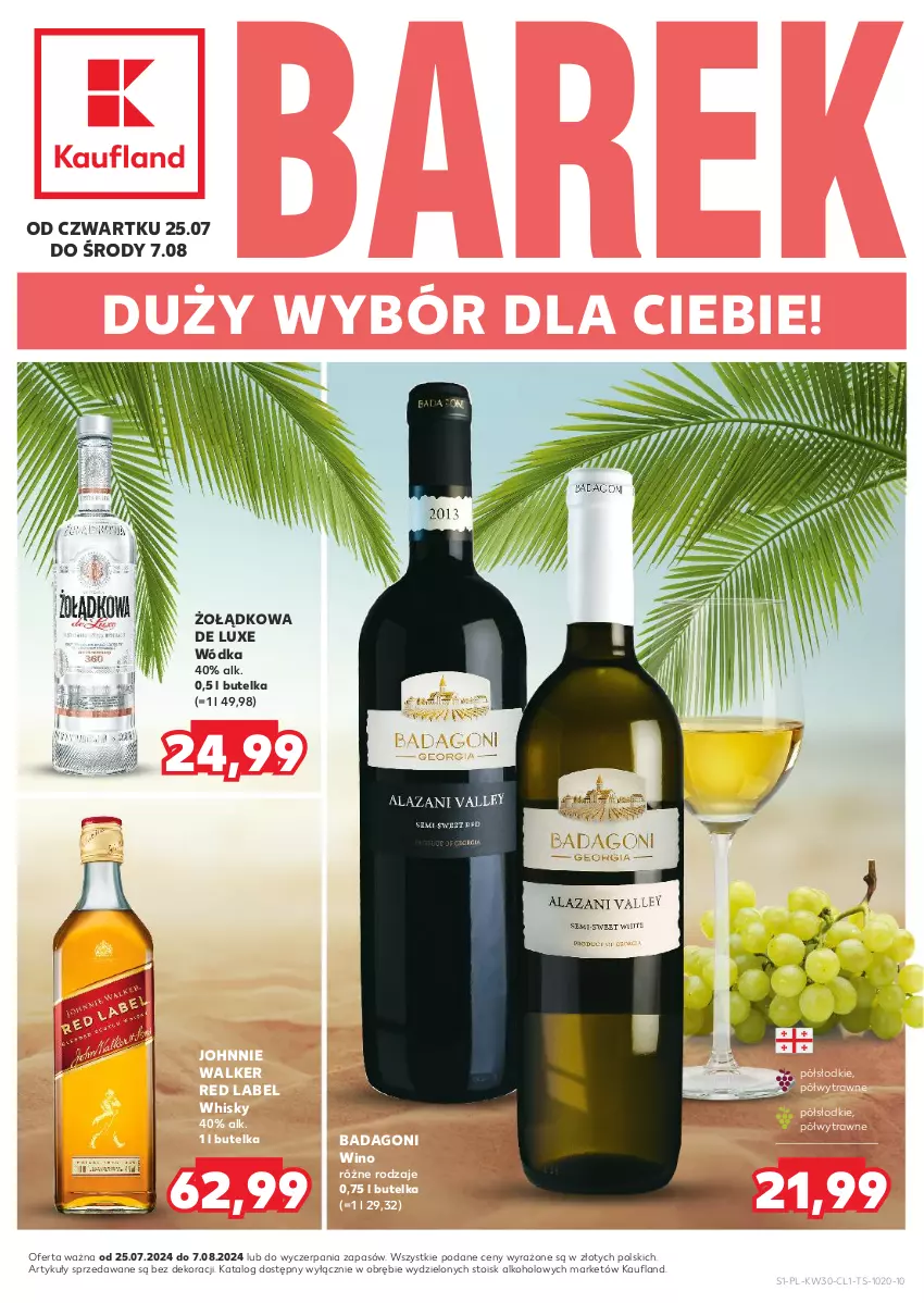Gazetka promocyjna Kaufland - Barek Kauflandu - ważna 25.07 do 07.08.2024 - strona 1 - produkty: Johnnie Walker, Whisky, Wino, Wódka