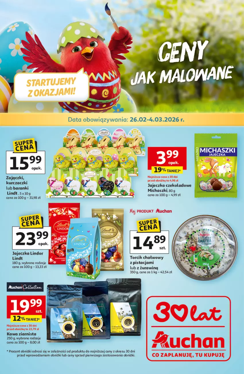 Gazetka promocyjna Auchan - Ceny Jak Malowane Hipermarket - ważna 26.02 do 04.03.2026 - strona 1 - produkty: Kawa, Kawa ziarnista, Lindor, Lindt