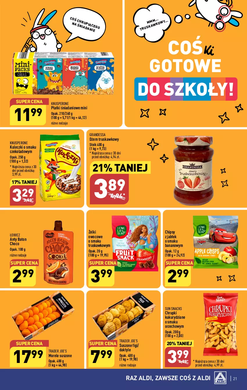 Gazetka promocyjna Aldi - Pełna oferta - ważna 28.08 do 02.09.2023 - strona 21 - produkty: Baton, Chipsy, Chrupki, Daktyle, Danio, Dżem, Figi, Gra