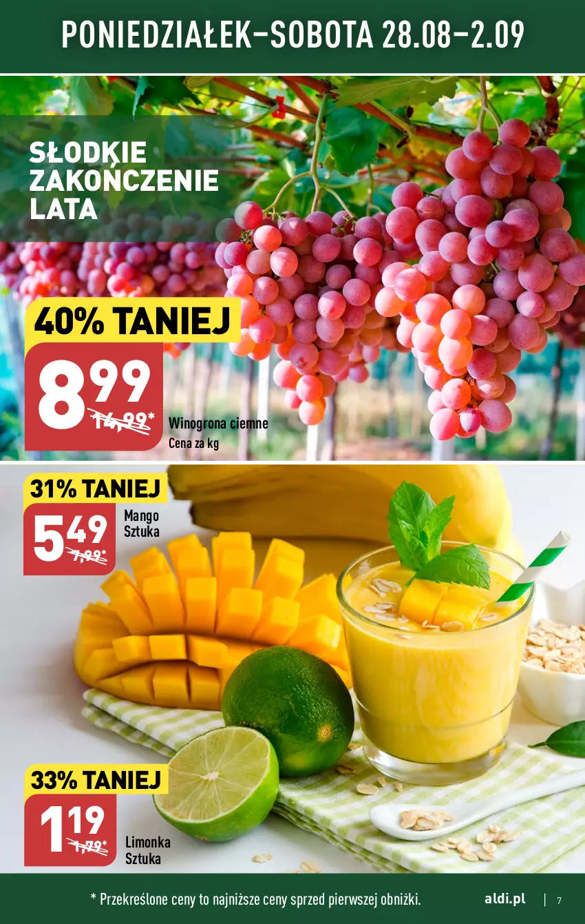 Gazetka promocyjna Aldi - Pełna oferta - ważna 28.08 do 02.09.2023 - strona 7 - produkty: Limonka, Mango, Wino, Winogrona