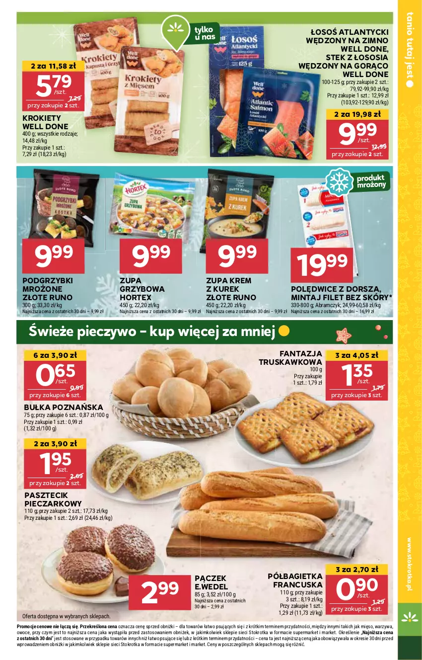 Gazetka promocyjna Stokrotka - Market Opole/Radom - ważna 19.12 do 27.12.2024 - strona 11 - produkty: Bagietka, Bułka, Dorsz, Fa, Fanta, Hortex, Krokiety, Mięso, Mintaj, Owoce, Pączek, Piec, Pieczywo, Podgrzybki, Półbagietka, Sos, Stek, Warzywa, Zupa