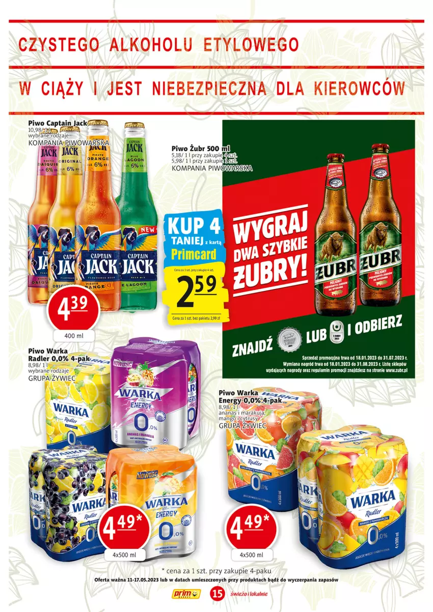 Gazetka promocyjna Prim Market - ważna 11.05 do 17.05.2023 - strona 15 - produkty: Ananas, Captain Jack, Fa, Mango, Piwo, Radler, Warka