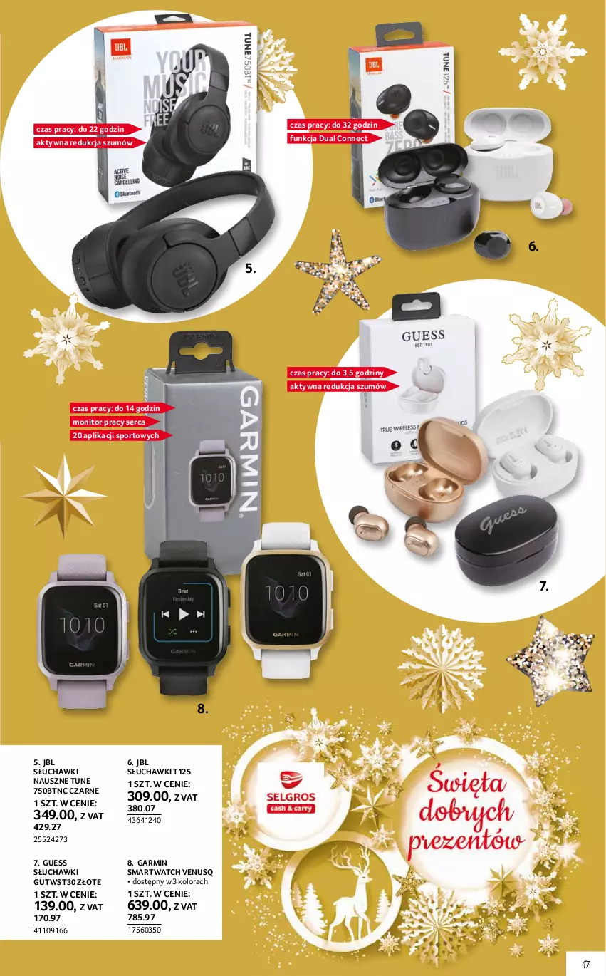 Gazetka promocyjna Selgros - Katalog Prezenty - ważna 25.11 do 01.12.2021 - strona 17 - produkty: JBL, Monitor, Por, Ser, Słuchawki, Smartwatch, Sport, Venus