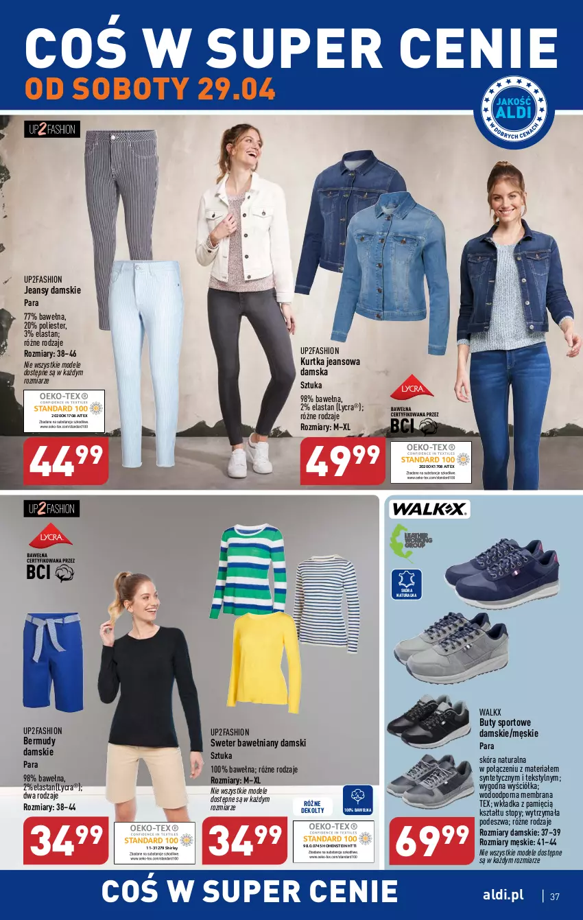 Gazetka promocyjna Aldi - Pełen katalog - ważna 24.04 do 02.05.2023 - strona 37 - produkty: Bermudy, Buty, Fa, Kurtka, Por, Sport, Sweter, Top, Wełna