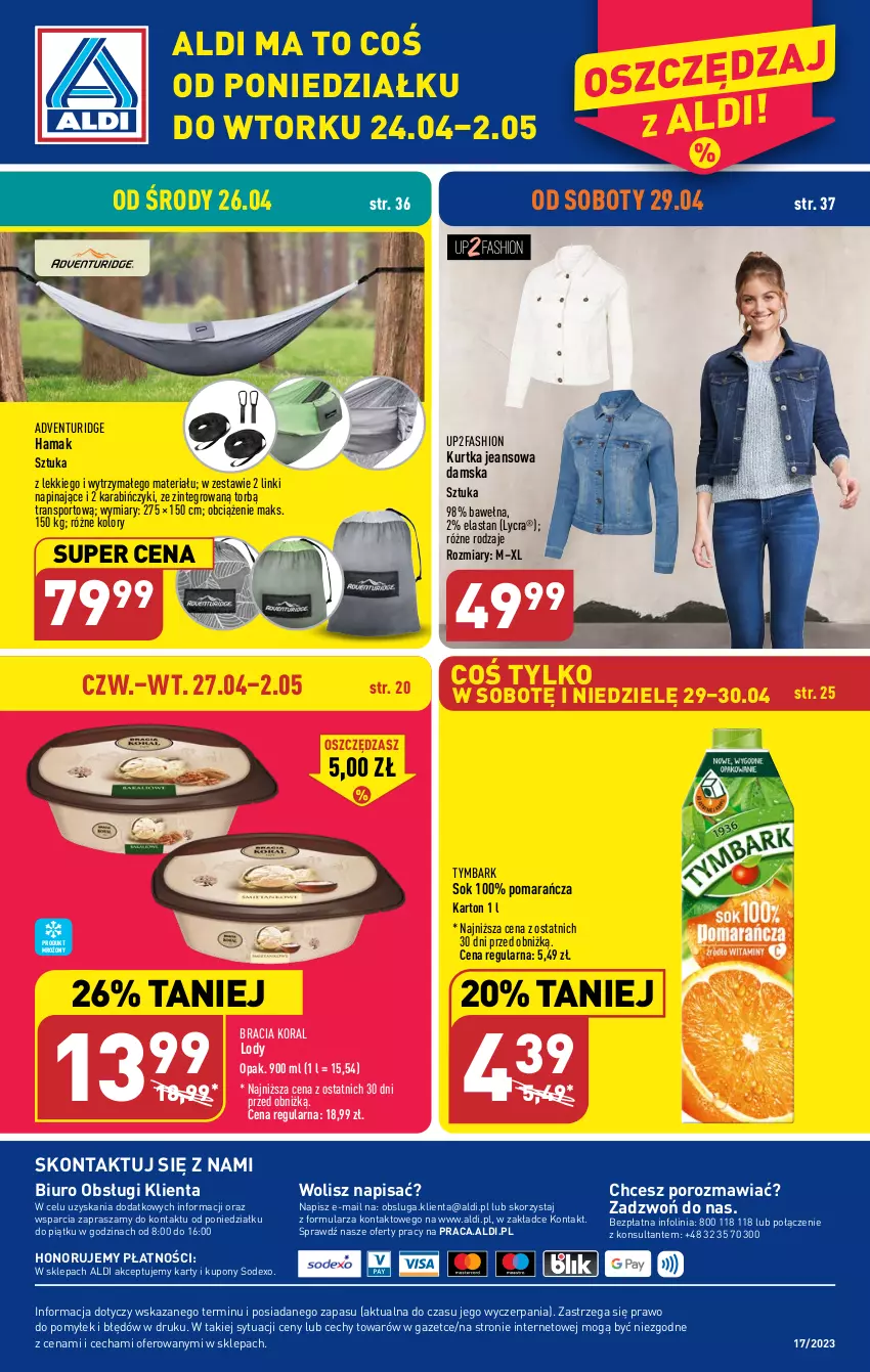 Gazetka promocyjna Aldi - Pełen katalog - ważna 24.04 do 02.05.2023 - strona 42 - produkty: Biuro, Fa, Hama, Kurtka, Lody, O nas, Por, Sok, Sport, Tran, Tymbark, Wełna