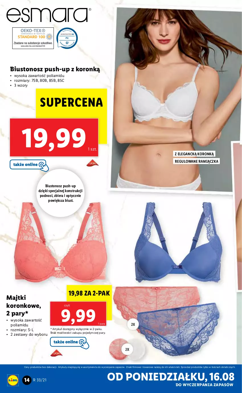 Gazetka promocyjna Lidl - GAZETKA - ważna 16.08 do 21.08.2021 - strona 14 - produkty: Biustonosz, Majtki, Sok