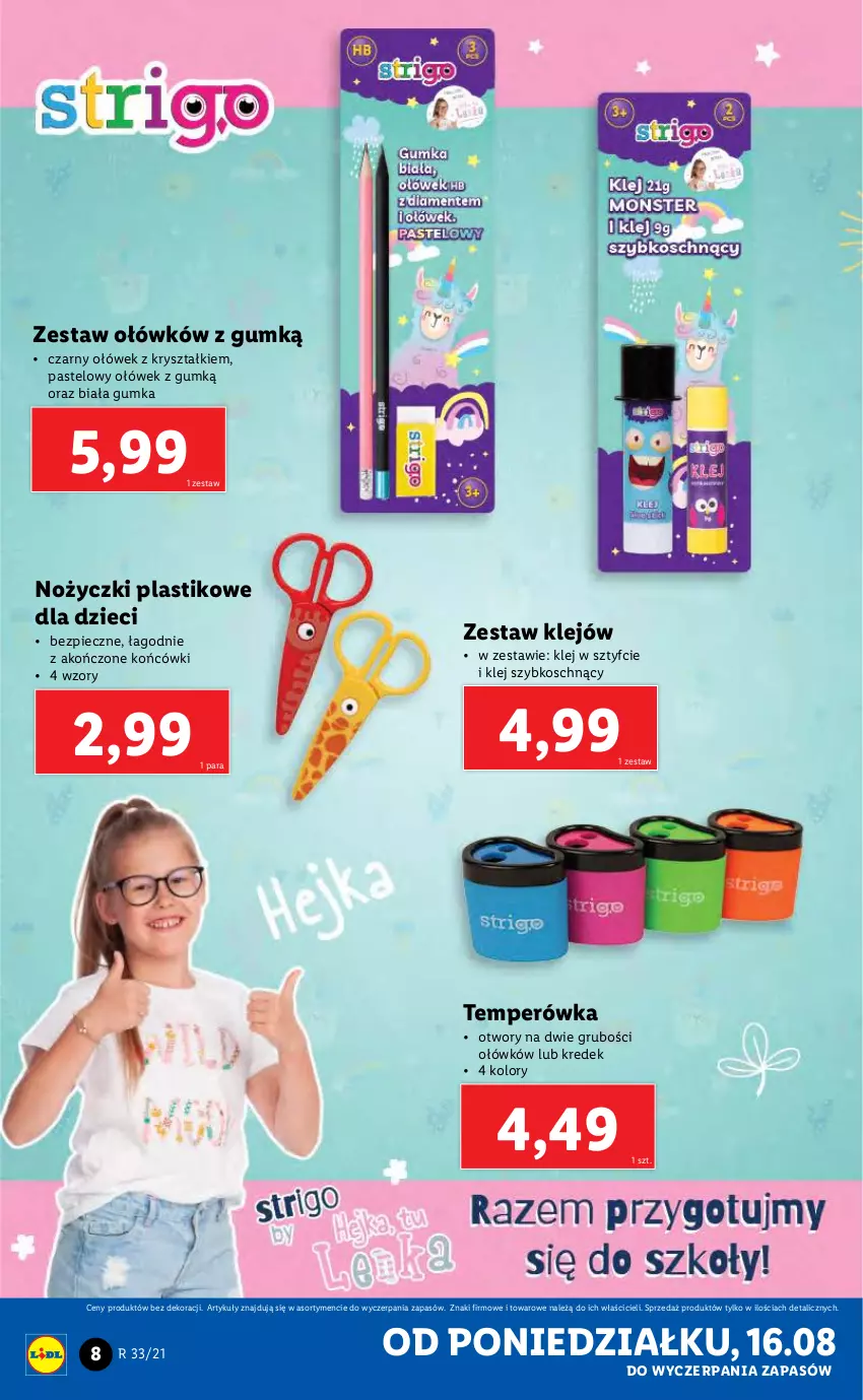 Gazetka promocyjna Lidl - GAZETKA - ważna 16.08 do 21.08.2021 - strona 8 - produkty: Dzieci, Klej, Noż, Nożyczki, Piec