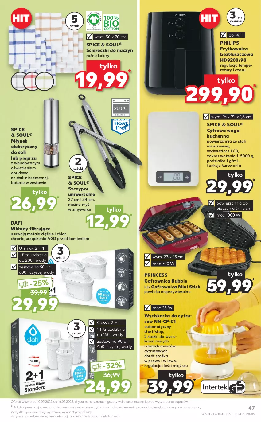 Gazetka promocyjna Kaufland - OFERTA TYGODNIA - ważna 10.03 do 16.03.2022 - strona 47 - produkty: Gofrownica, Gra, Młynek, Philips, Piec, Pieprz, Szczypce, Top, Waga, Wyciskarka