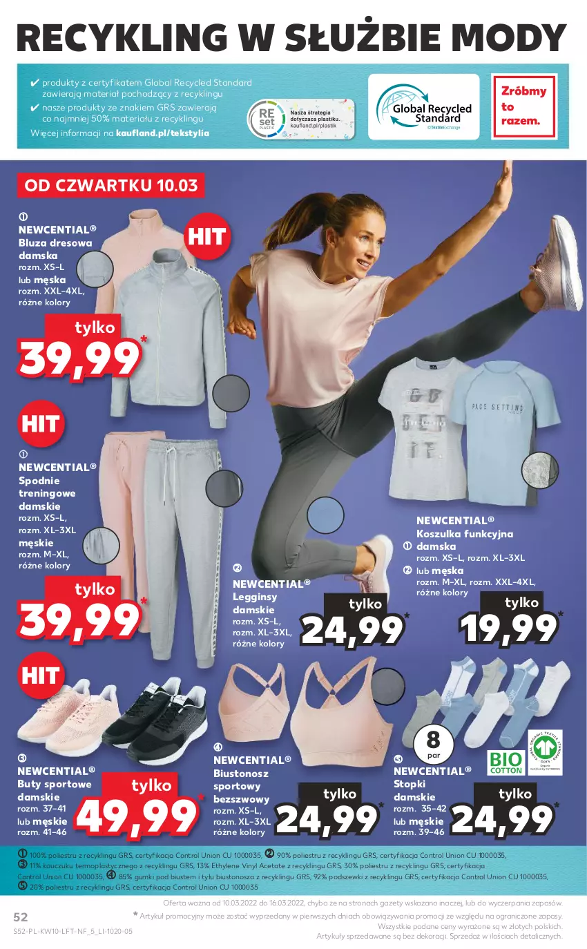 Gazetka promocyjna Kaufland - OFERTA TYGODNIA - ważna 10.03 do 16.03.2022 - strona 52 - produkty: Biustonosz, Bluza, Bluza dresowa, Buty, Control, Dres, Gin, Gra, Kosz, Koszulka, Koszulka funkcyjna, Legginsy, Mop, Por, Spodnie, Sport, Top