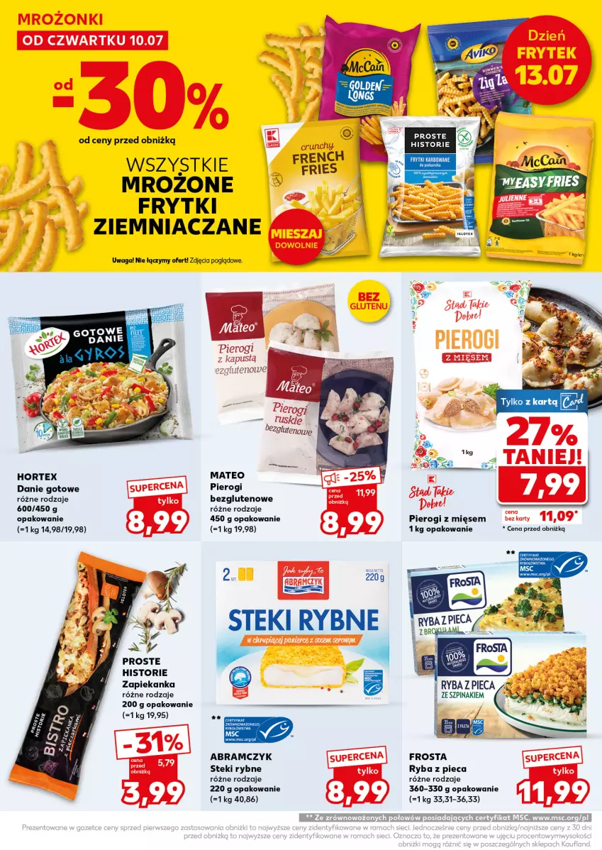 Gazetka promocyjna Kaufland - Mocny Start - ważna 14.07 do 16.07.2025 - strona 16 - produkty: Danie gotowe, Frosta, Frytki, Hortex, Kapustą, Piec, Pierogi, Por, Ryba, Stek, Zapiekanka