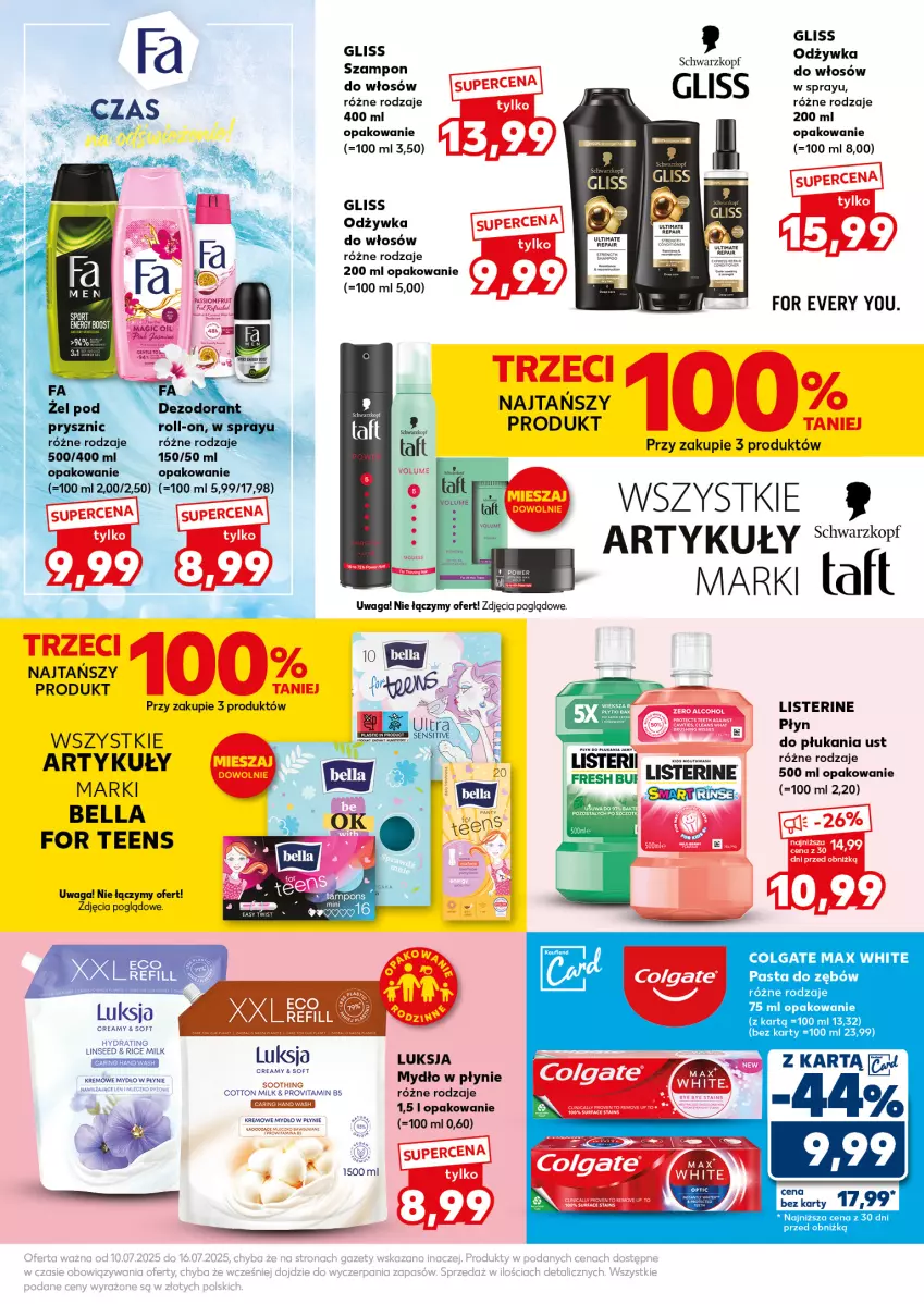 Gazetka promocyjna Kaufland - Mocny Start - ważna 14.07 do 16.07.2025 - strona 19 - produkty: Bell, Bella, Colgate, LG, Listerine, Luksja, Mydło, Mydło w płynie, Odżywka, Pasta do zębów, Płyn do płukania, Schwarzkopf, Szampon, Waga