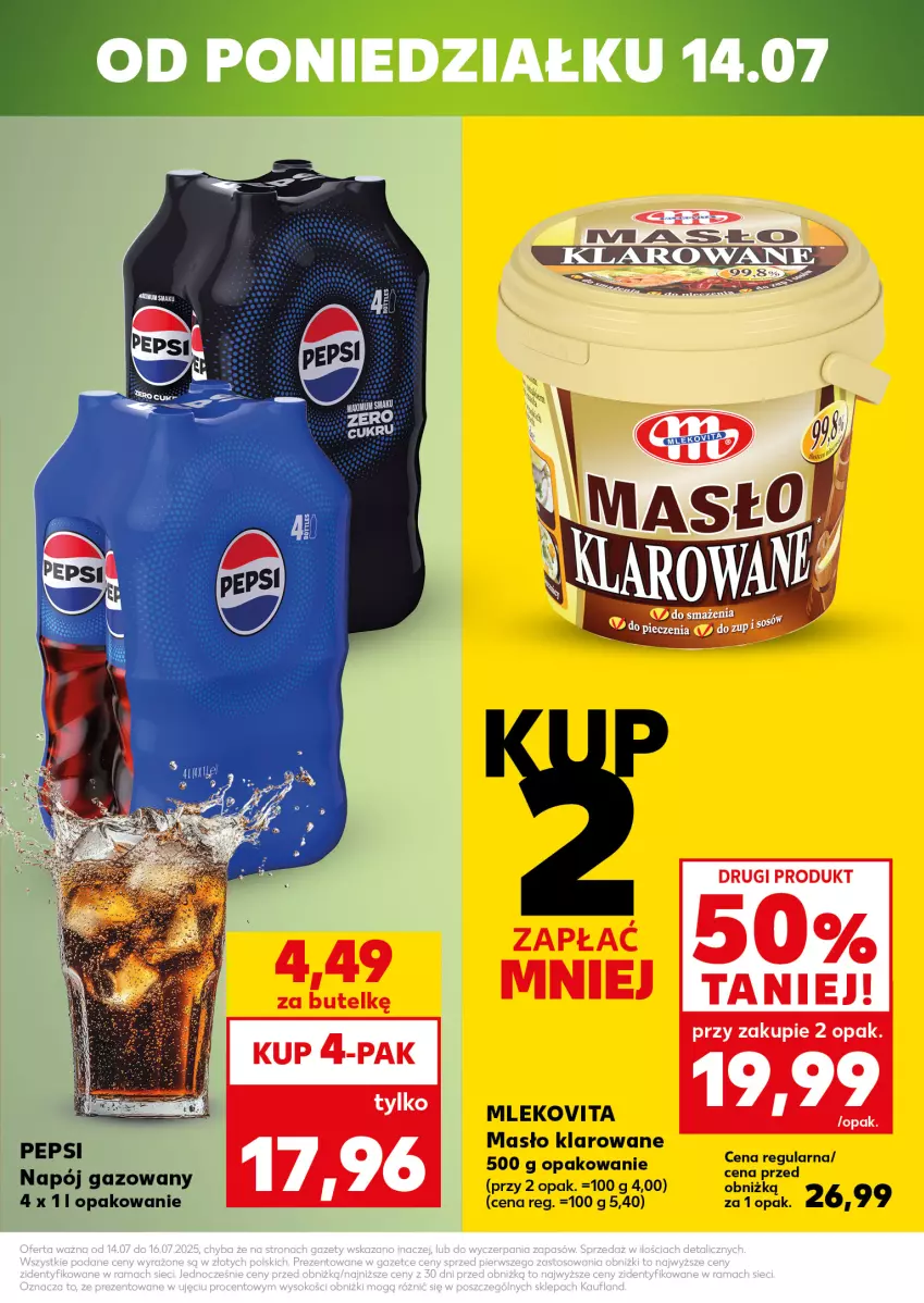 Gazetka promocyjna Kaufland - Mocny Start - ważna 14.07 do 16.07.2025 - strona 3 - produkty: Masło, Masło klarowane, Mleko, Mlekovita, Napój, Napój gazowany, Pepsi
