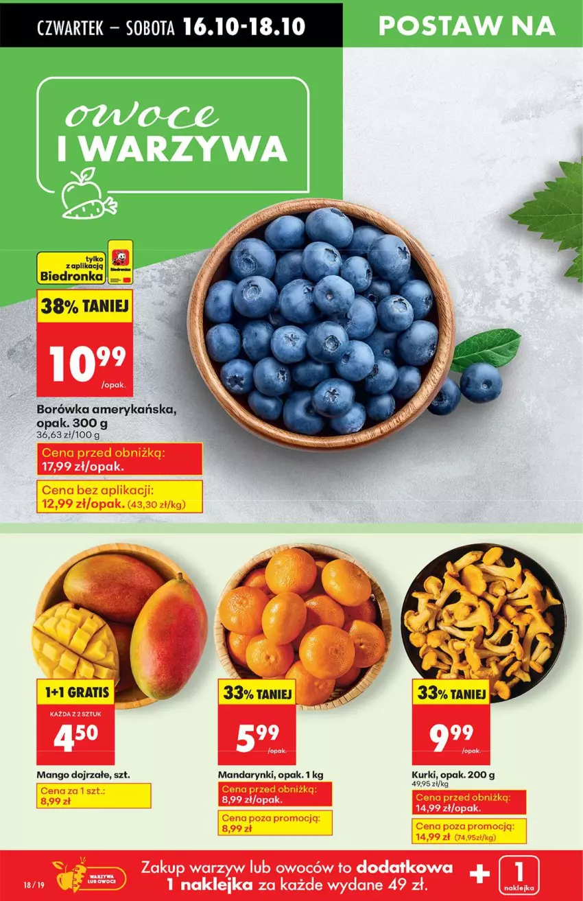 Gazetka promocyjna Biedronka - Od Czwartku 16.10 - ważna 16.10 do 22.10.2025 - strona 18 - produkty: Borówka, Borówka amerykańska, Mandarynki, Mango