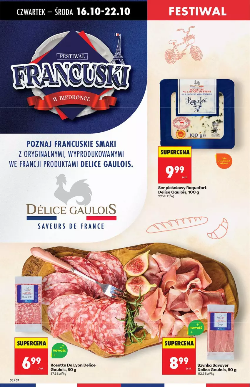 Gazetka promocyjna Biedronka - Od Czwartku 16.10 - ważna 16.10 do 22.10.2025 - strona 36 - produkty: Gin, Roquefort, Ser, Ser pleśniowy, Szynka