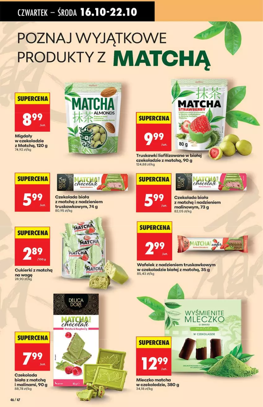 Gazetka promocyjna Biedronka - Od Czwartku 16.10 - ważna 16.10 do 22.10.2025 - strona 46 - produkty: Cukier, Cukierki, Czekolada, Migdały, Migdały w czekoladzie, Mleczko, Truskawki, Wafelek