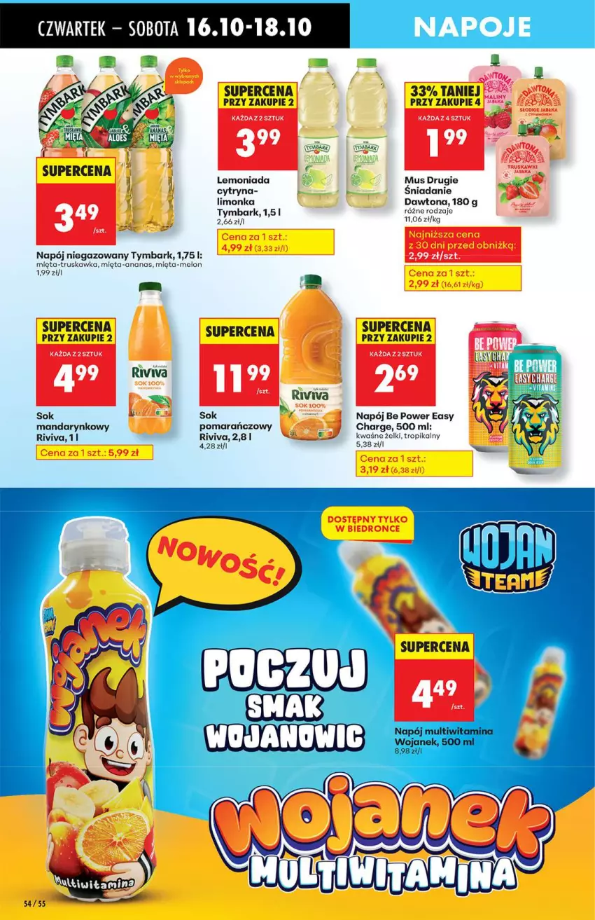 Gazetka promocyjna Biedronka - Od Czwartku 16.10 - ważna 16.10 do 22.10.2025 - strona 54 - produkty: Ananas, Dawtona, Lemoniada, Limonka, Melon, Mięta, Mus, Napój, Napój niegazowany, Sok, Tymbark