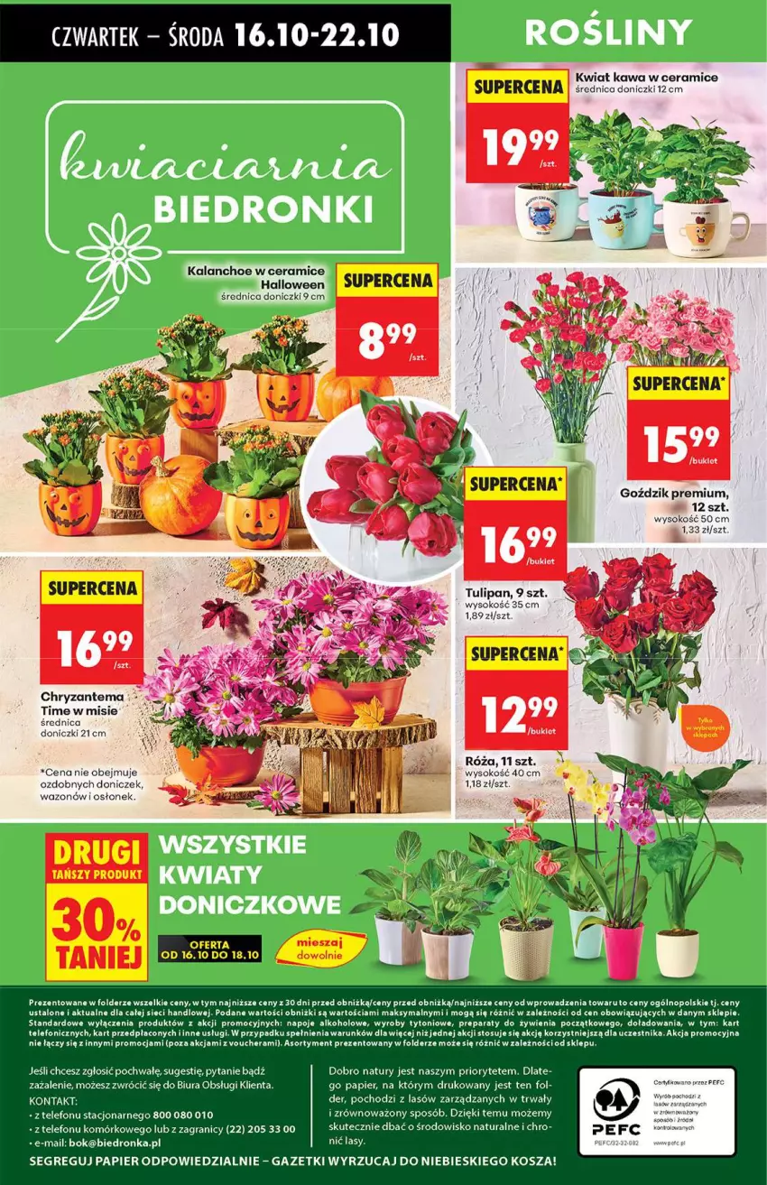 Gazetka promocyjna Biedronka - Od Czwartku 16.10 - ważna 16.10 do 22.10.2025 - strona 64 - produkty: Bukiet, Chryzantema, Gra, Kalanchoe, Kawa, Kosz, Napoje, Papier, Róża, Sok, Telefon, Tulipan, Wazon