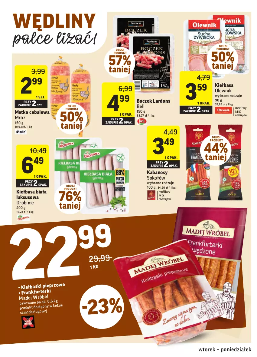 Gazetka promocyjna Intermarche - Gazetka promocyjna - ważna 14.09 do 20.09.2021 - strona 14 - produkty: Bell, Boczek, Kabanos, Kiełbasa, Kiełbasa biała, Madej Wróbel, Olewnik, Pieprz, Sok, Sokołów