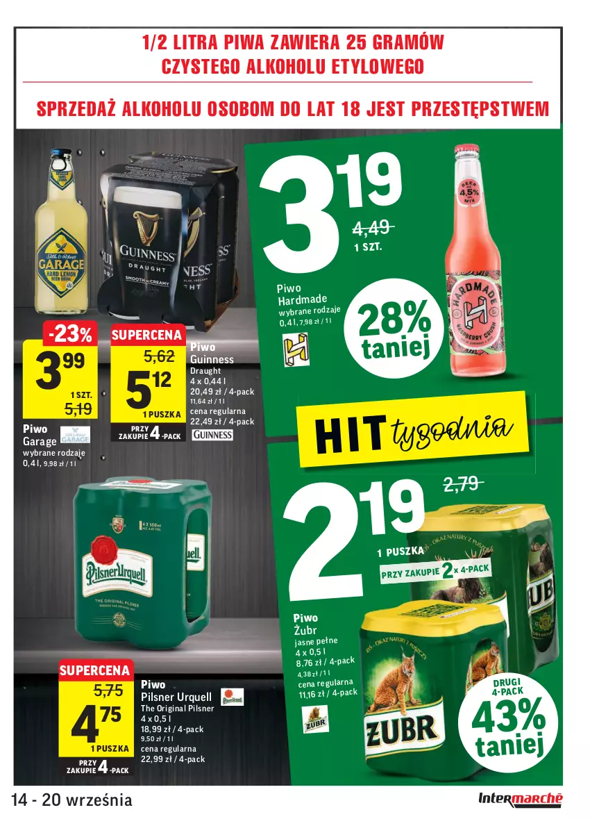 Gazetka promocyjna Intermarche - Gazetka promocyjna - ważna 14.09 do 20.09.2021 - strona 27 - produkty: Gin, Gra, Pilsner Urquell, Piwa, Piwo