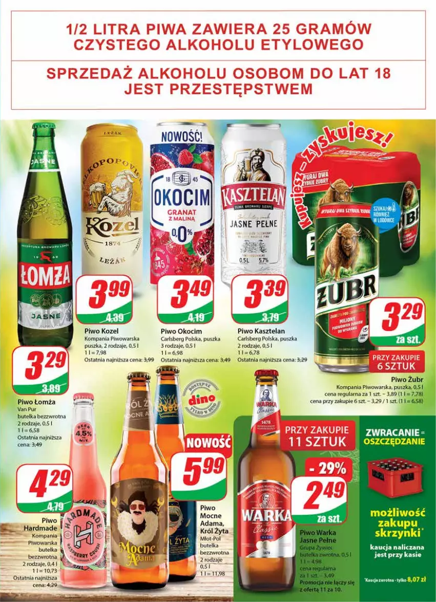 Gazetka promocyjna Dino - Gazetka 19 - ważna 10.05 do 16.05.2023 - strona 17 - produkty: Carlsberg, Kasztelan, Koc, Kozel, Młot, Okocim, Piwo, Pur