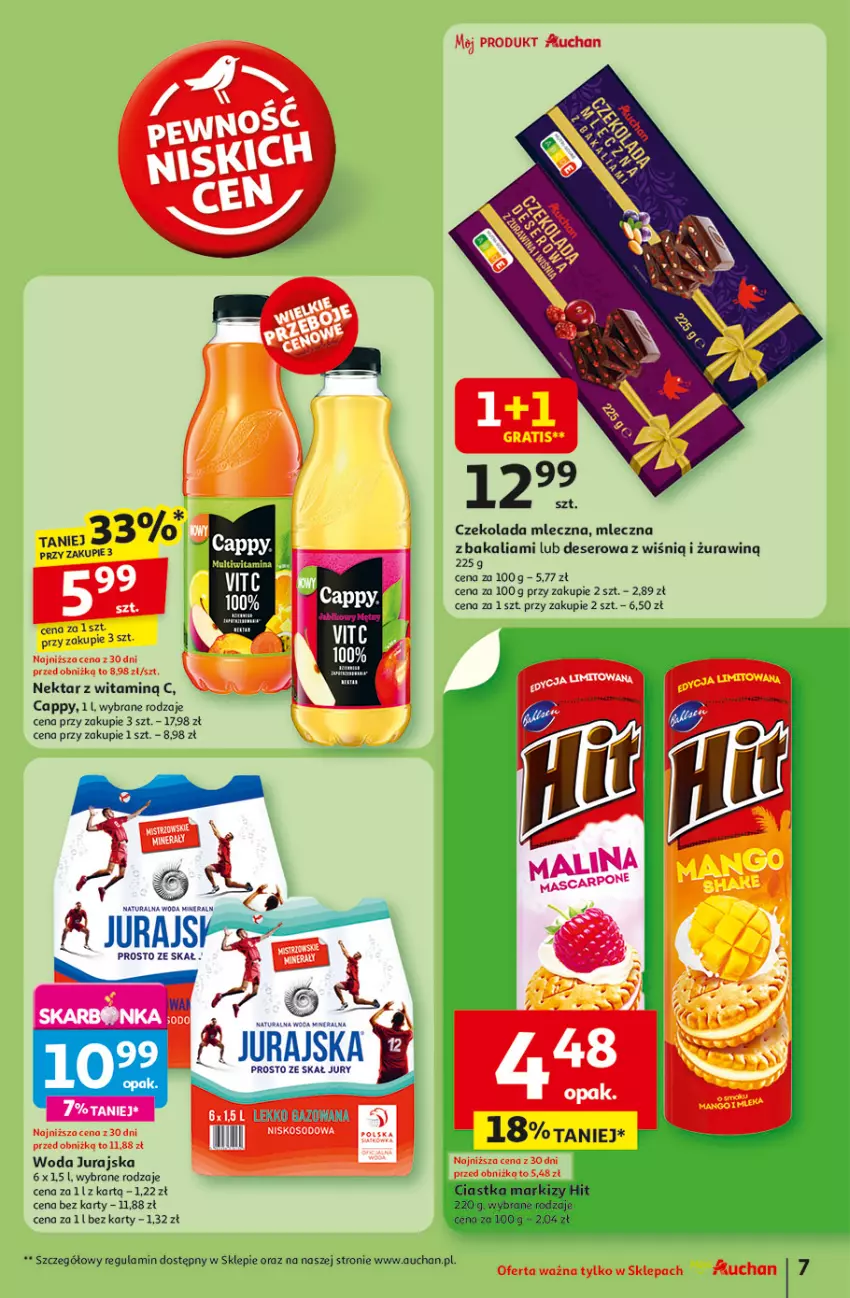 Gazetka promocyjna Auchan - LATO FIRST MINUTE Moje - ważna 05.06 do 11.06.2025 - strona 9 - produkty: Amica, Cappy, Czekolada, Czekolada mleczna, Deser, LG, Nektar, Ser, Woda