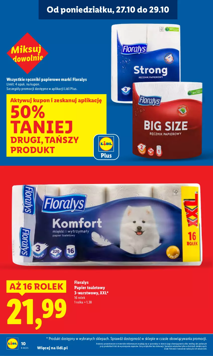 Gazetka promocyjna Lidl - GAZETKA - ważna 27.10 do 29.10.2025 - strona 10 - produkty: Flora, Papier, Papier toaletowy, Ręcznik, Ręczniki papierowe
