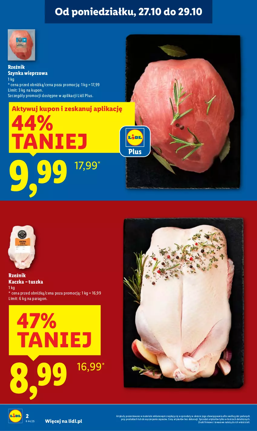 Gazetka promocyjna Lidl - GAZETKA - ważna 27.10 do 29.10.2025 - strona 2 - produkty: Kaczka, Szynka, Szynka wieprzowa, Tusz