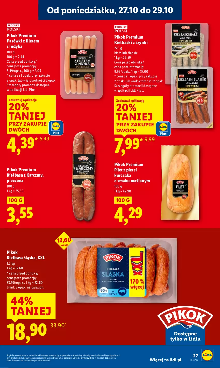 Gazetka promocyjna Lidl - GAZETKA - ważna 27.10 do 29.10.2025 - strona 31 - produkty: Filet z piersi kurczaka, Kiełbasa, Kiełbasa śląska, Kurczak, Parówki, Piec, PIKOK