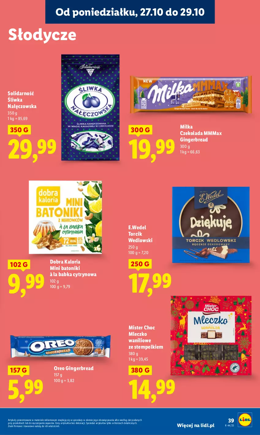 Gazetka promocyjna Lidl - GAZETKA - ważna 27.10 do 29.10.2025 - strona 43 - produkty: Babka, Baton, Czekolada, Gin, Milka, Mleczko, Oreo, Tonik