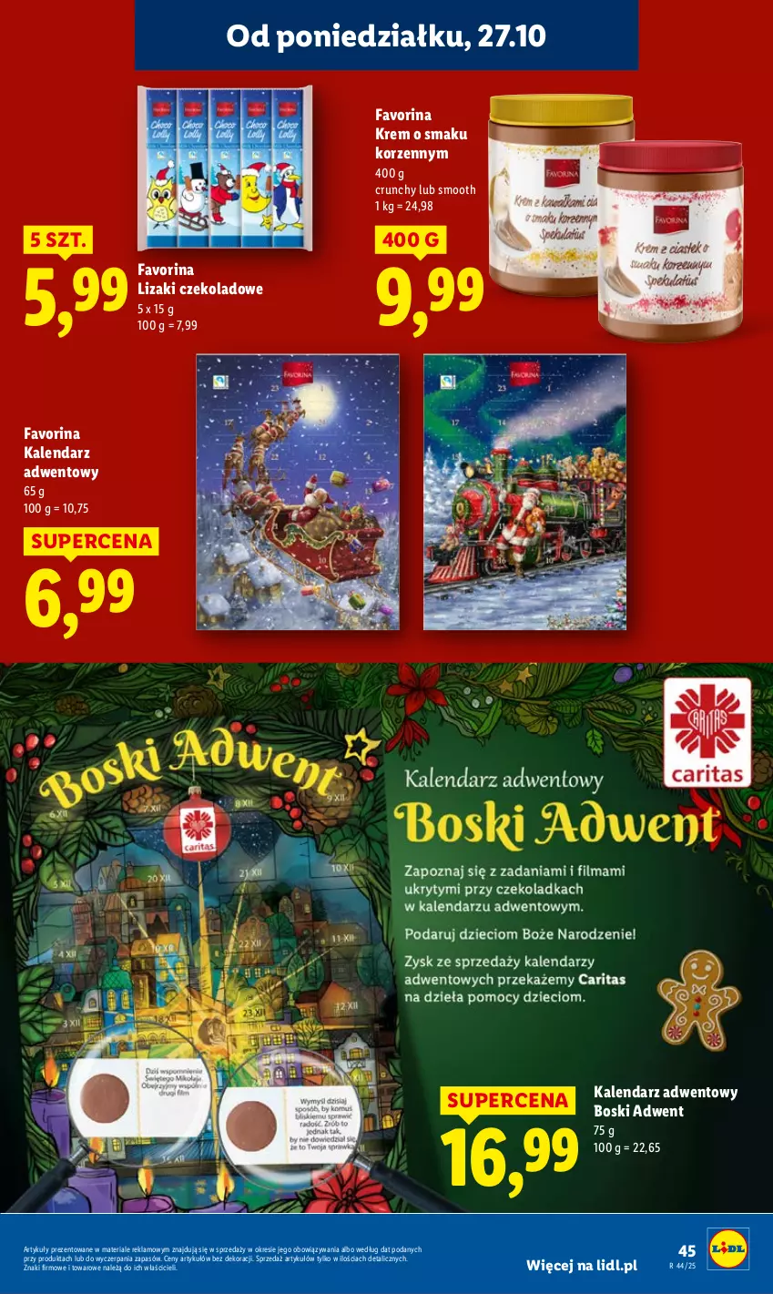 Gazetka promocyjna Lidl - GAZETKA - ważna 27.10 do 29.10.2025 - strona 49 - produkty: Fa, Kalendarz, Kalendarz adwentowy, Lizaki, Lizaki czekoladowe