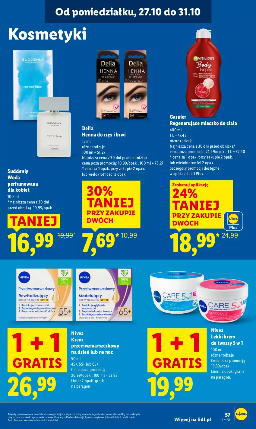 Gazetka promocyjna Lidl - GAZETKA - ważna 27.10 do 29.10.2025 - strona 61 - produkty: Garnier, Gra, Krem do twarzy, Krem przeciwzmarszczkowy, Mars, Mleczko, Mleczko do ciała, Nivea, Perfum, Woda, Woda perfumowana