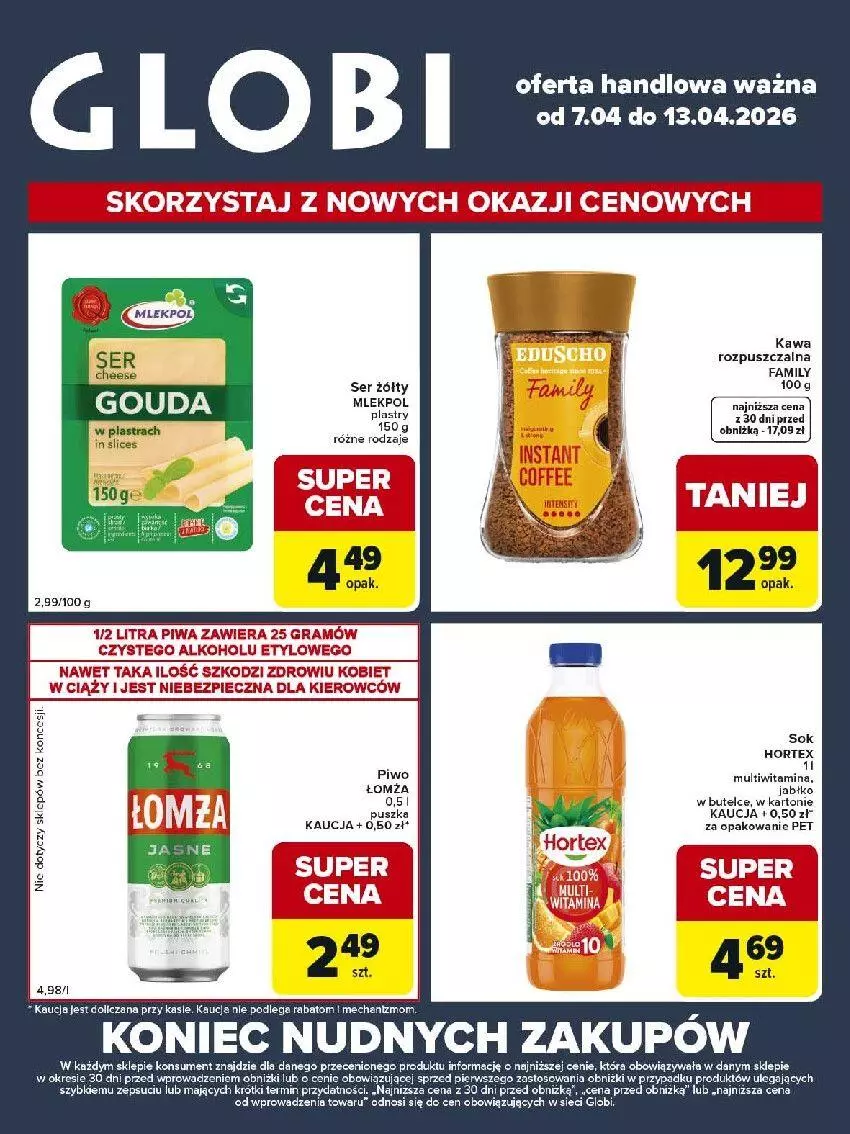 Gazetka promocyjna Carrefour - Gaetka Globi - ważna 07.04 do 13.04.2026 - strona 1 - produkty: Fa, Gra, Jabłka, Kasia, Kawa, Kawa rozpuszczalna, Piec, Piwa, Ser