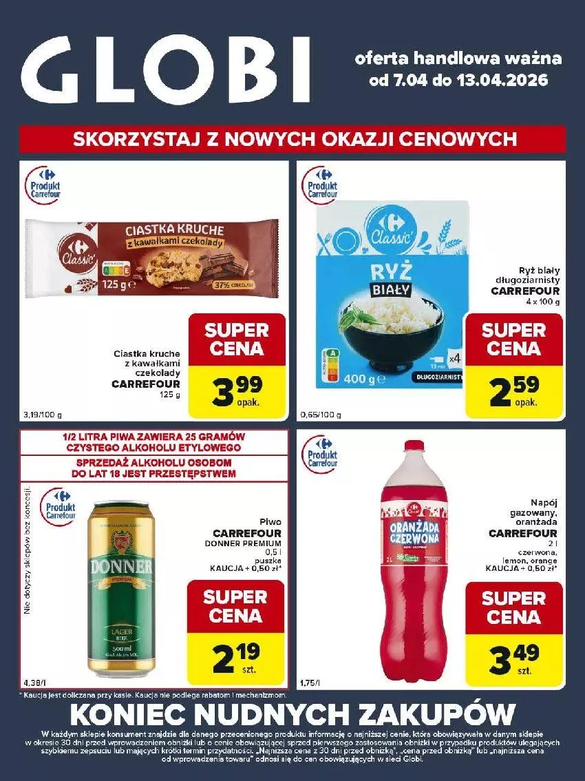 Gazetka promocyjna Carrefour - Gaetka Globi - ważna 07.04 do 13.04.2026 - strona 2 - produkty: Ciastka, Fa, Gra, Kawa, Napój, Oranżada, Piwa, Piwo, Ryż, Ryż biały
