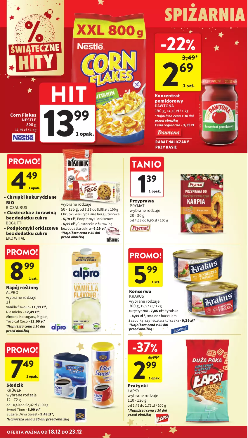 Gazetka promocyjna Intermarche - Gazetka promocyjna - ważna 18.12 do 23.12.2025 - strona 46 - produkty: Alpro, Chrupki, Corn flakes, Dawtona, Krakus, Kurczak, Mleko, Nestlé, Prymat, Ser, Smalec, Tropical