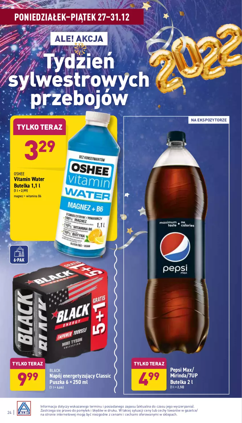 Gazetka promocyjna Aldi - Pełny katalog - ważna 27.12 do 31.12.2021 - strona 24 - produkty: 7up, Lack, Magnez, Mirinda, Napój, Oshee, Pepsi, Pepsi max, Tera