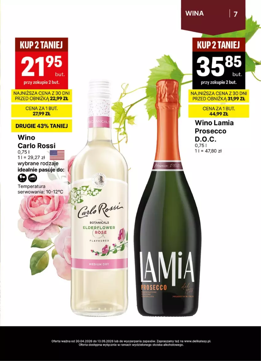 Gazetka promocyjna Delikatesy Centrum - Delibarek DC18-DC19 - ważna 30.04 do 13.05.2026 - strona 7 - produkty: Carlo Rossi, Fa, Prosecco, Rama, Ser, Wino